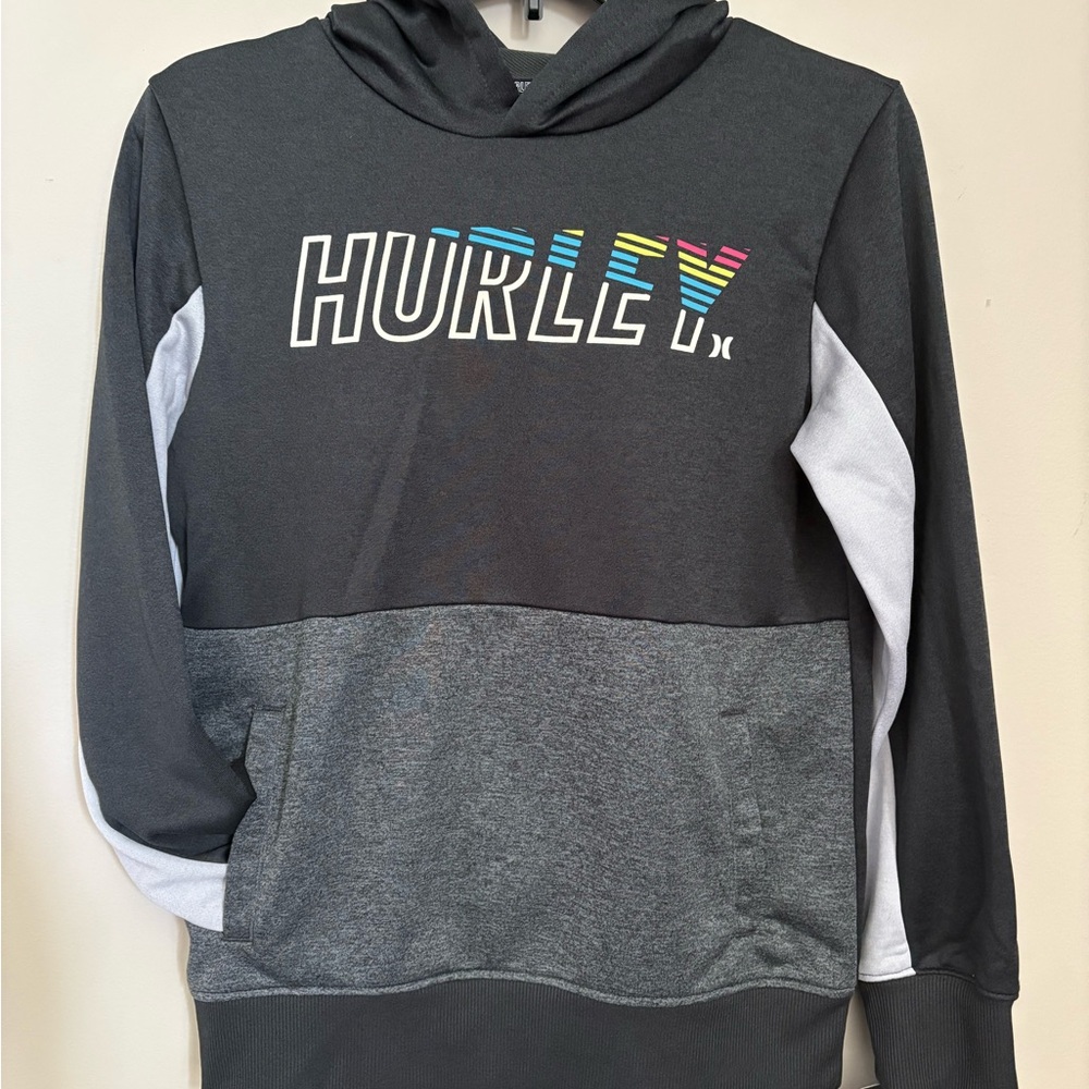Hurley Charcoal Hoodie with Vibrant Logo